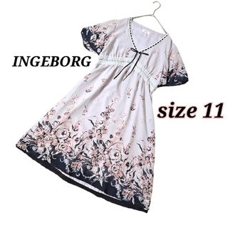 INGEBORG - INGEBORG インゲボルグ ひざ下丈ワンピース 花柄 シフォン 上品