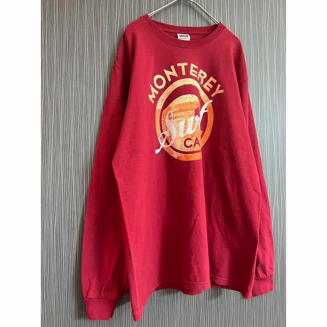 anvil アンビル　プリント　ロンT　赤　コットン メンズのトップス(Tシャツ/カットソー(七分/長袖))の商品写真