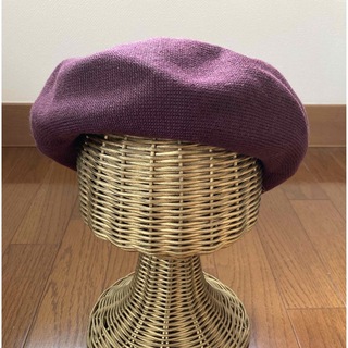 PUB ボルドー ベレー帽 麻 綿(ハンチング/ベレー帽)
