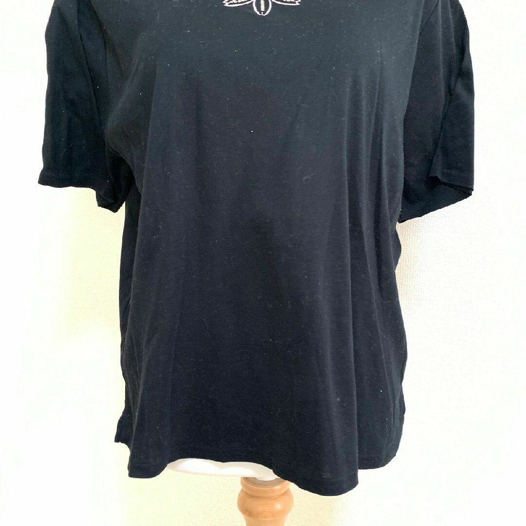 FAVO-L　半袖カットソー　F　ブラック　ピンク　グリーン　刺繍　スパンコール レディースのトップス(カットソー(半袖/袖なし))の商品写真