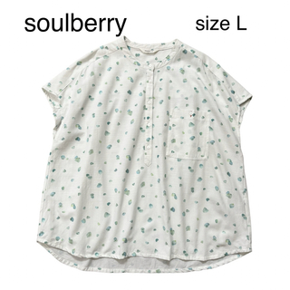 Solberry - soulberryソウルベリー バンドカラードットシャツ　半袖　水玉　Lサイズ