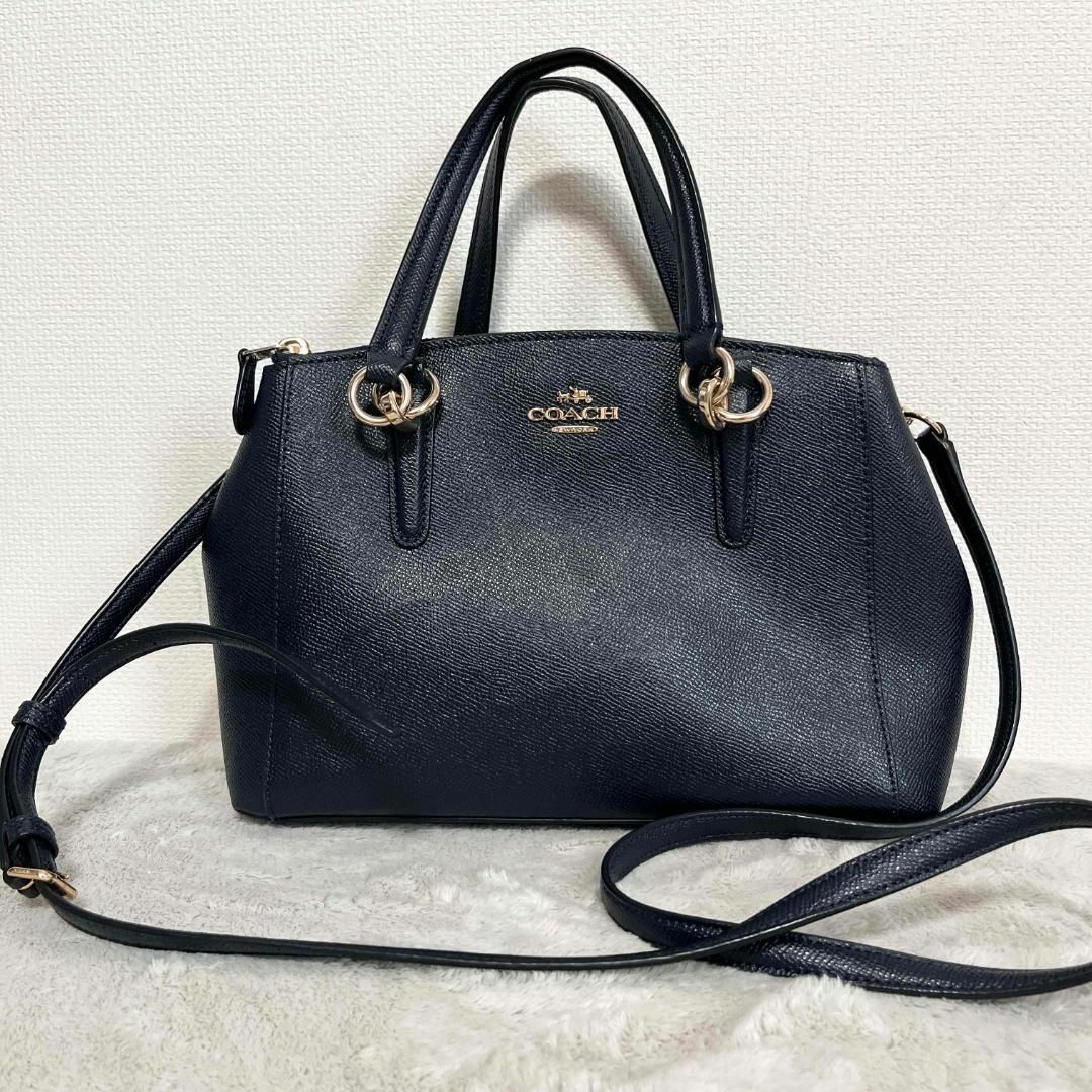 COACH(コーチ)の美品✨COACH コーチショルダーバッグハンドバッグレザー本革牛革ネイビー紺 レディースのバッグ(ショルダーバッグ)の商品写真