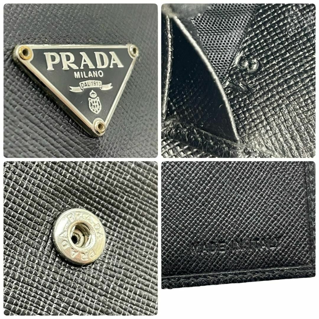 PRADA(プラダ)のPRADA プラダ w2　三つ折り　財布　三角プレート　サフィアーノレザー　黒 レディースのトップス(Tシャツ(半袖/袖なし))の商品写真