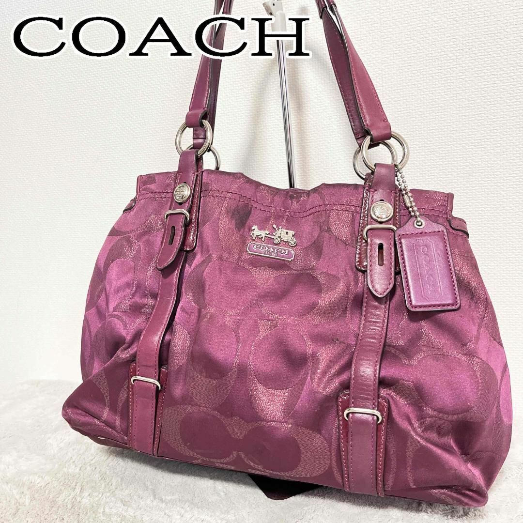 COACH(コーチ)の美品✨COACH コーチセミショルダーバッグトートバッグパープル紫 レディースのバッグ(ショルダーバッグ)の商品写真