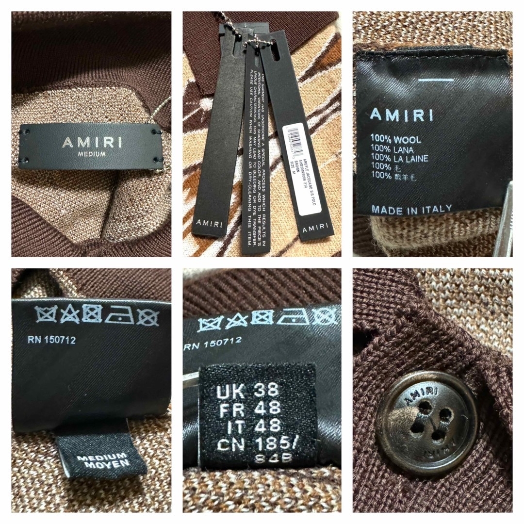 AMIRI(アミリ)の 本物 新品タグ付き ランウェイ アミリ アーガイル ポロシャツ 48 ベージュ メンズのトップス(ポロシャツ)の商品写真