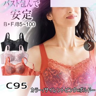 トリンプ(Triumph)の【C95】トリンプ☆脇高ブラジャー★サイレントピンク×ボルドー(ブラ)