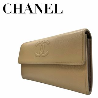 シャネル(CHANEL)の美品　CHANEL シャネル　W2 ココマーク　キャビアスキン　長財布　ベージュ(Tシャツ(半袖/袖なし))