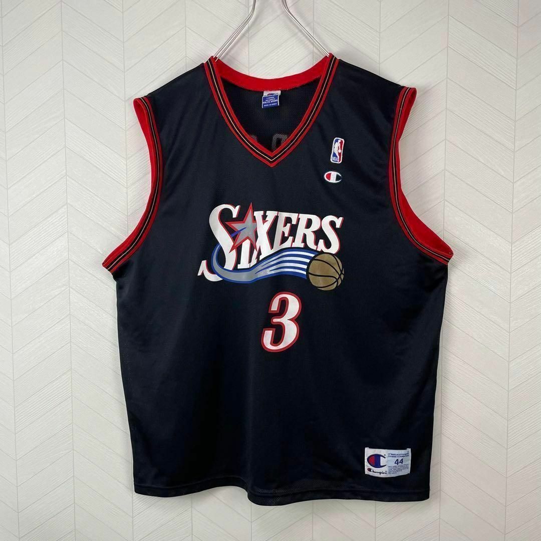 希少 90s チャンピオン ゲームシャツ NBA SIXERS アイバーソン