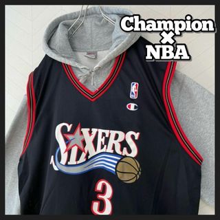 チャンピオン(Champion)の希少 90s チャンピオン ゲームシャツ NBA SIXERS アイバーソン(その他)