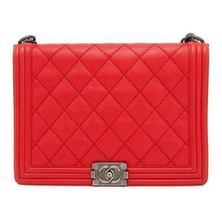 シャネル(CHANEL)のシャネル チェーンショルダーバッグ ボーイシャネル ココマーク ラムスキン CHANEL レッド(ショルダーバッグ)