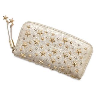 JIMMY CHOO - ジミーチュウ 長財布 スタースタッズ ラインストーン レザー J000043216001 JIMMY CHOO 財布 ラウンドファスナー