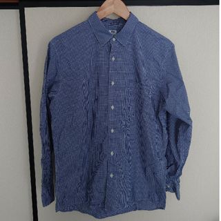 ユニクロ(UNIQLO)のユニクロ　メンズ長袖チェックシャツ　ブルーMサイズ(シャツ/ブラウス(長袖/七分))