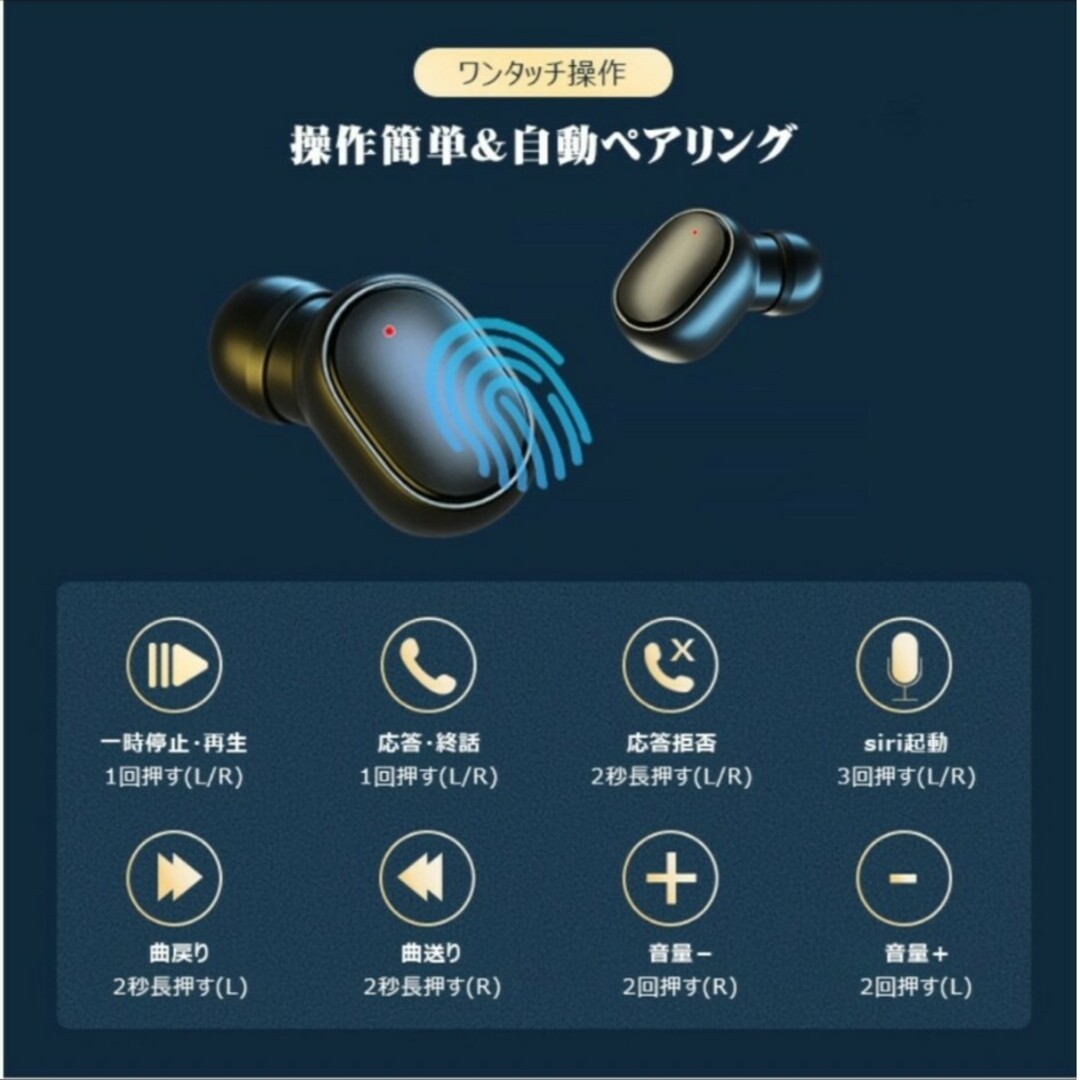 Bluetooth ワイヤレスイヤホン スマホ/家電/カメラのオーディオ機器(ヘッドフォン/イヤフォン)の商品写真