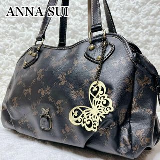 ANNA SUI - アナスイ ミニボストンバッグ バタフライチャーム ウォールデコ ブラック 蝶々