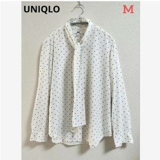 UNIQLO - UNIQLO　リボンタイ　レーヨンブラウス　Mサイズ　ドット柄