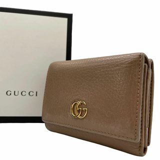 グッチ(Gucci)のGUCCI　グッチ　W1　三つ折り　財布　ダブルホック　グレージュ　マーモント(Tシャツ(半袖/袖なし))