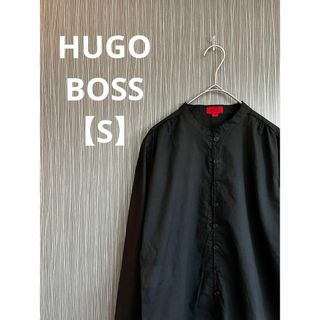 ヒューゴボス(HUGO BOSS)のHUGO BOSS ビンテージ　黒　スリムフィットシャツ リネン　スタンドカラー(シャツ)