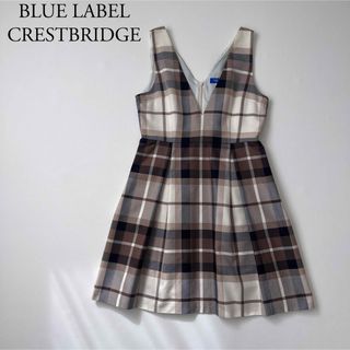 ブルーレーベルクレストブリッジ(BLUE LABEL CRESTBRIDGE)の美品　BLUE LABEL CRESTBRIDGE フレアワンピース　チェック(ひざ丈ワンピース)