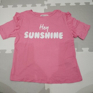 エイチアンドエム(H&M)のキッズ 110 Tシャツ 半袖 H&M 綿100% ピンク フリル 女の子 春夏(Tシャツ/カットソー)