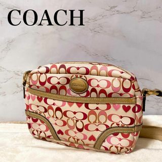 コーチ(COACH)のレア✨COACH コーチショルダーバッグハンドバッグピンクシグネチャー総柄(ショルダーバッグ)