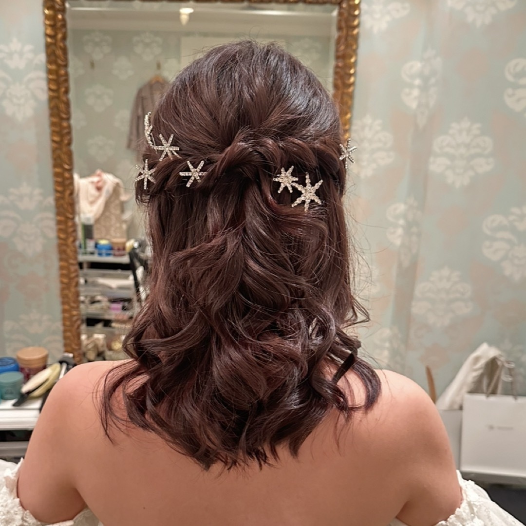 りーぬ様専用　Bride me　ヘアアクセサリー スター モチーフ セット ハンドメイドのウェディング(ヘッドドレス/ドレス)の商品写真