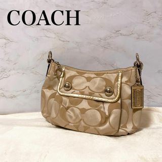 コーチ(COACH)の美品✨COACH コーチセミショルダーバッグトートバッグシャンパンゴールド総柄(ショルダーバッグ)