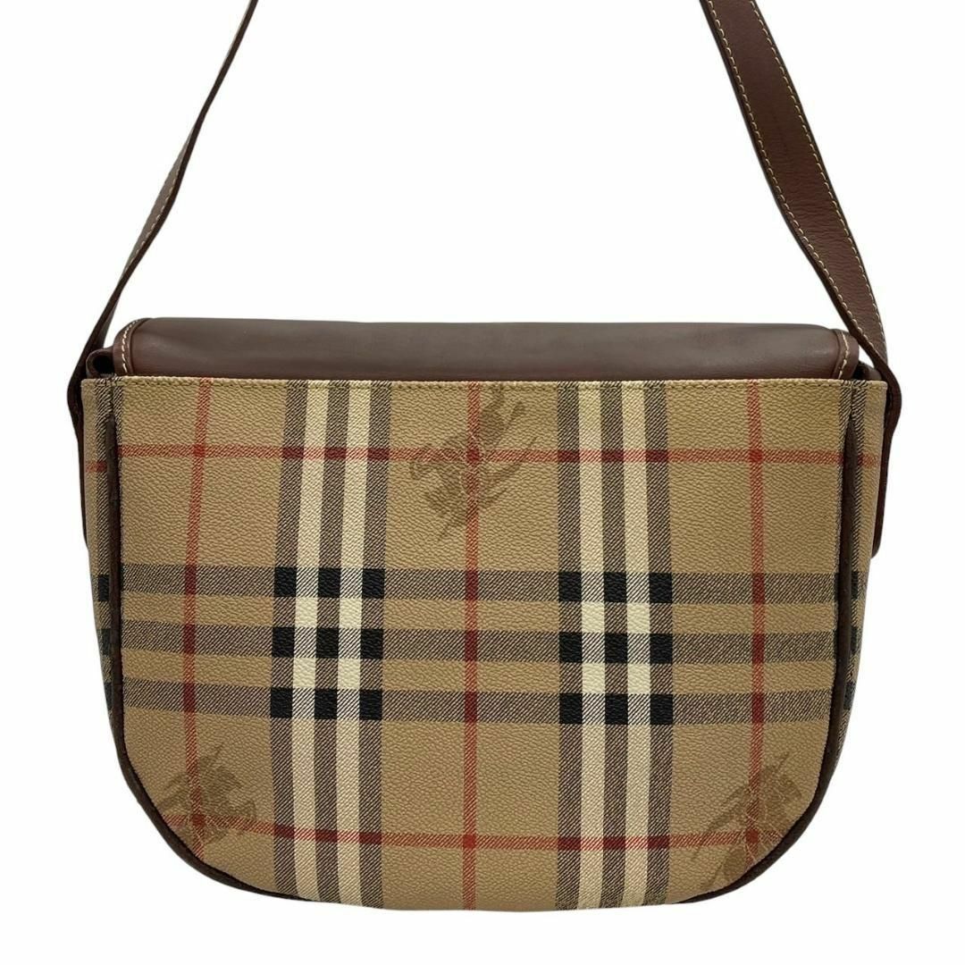 BURBERRY(バーバリー)の良品　バーバリー　Q　ショルダーバッグ　PVC　ノバチェック　シャドーホース　茶 レディースのバッグ(ショルダーバッグ)の商品写真