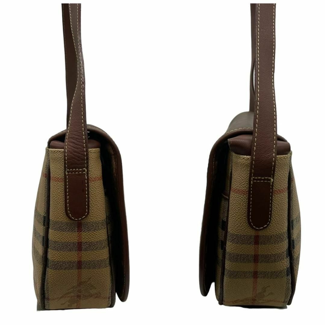 BURBERRY(バーバリー)の良品　バーバリー　Q　ショルダーバッグ　PVC　ノバチェック　シャドーホース　茶 レディースのバッグ(ショルダーバッグ)の商品写真