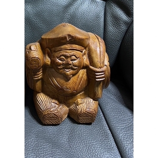 恵比寿さん　年代物　木彫りの置物(置物)
