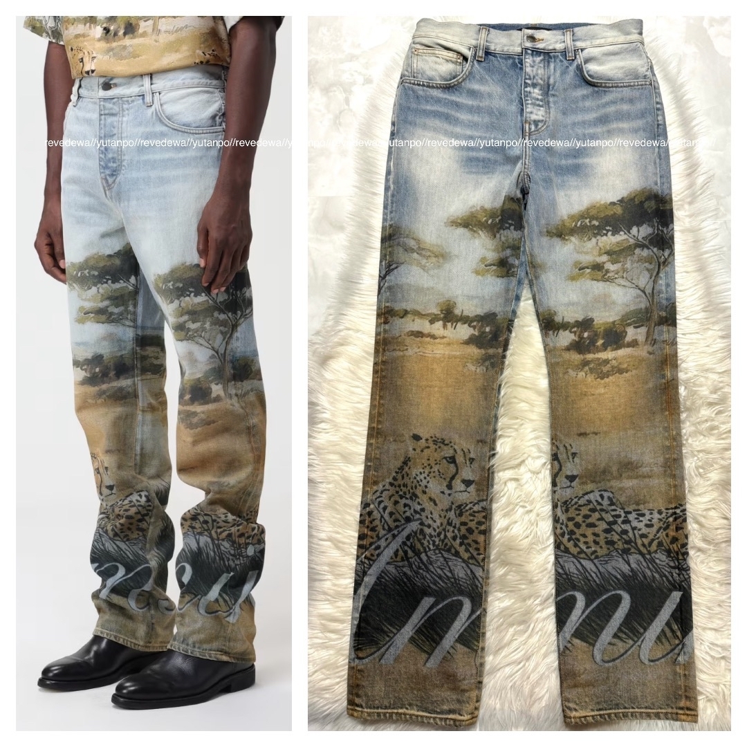 AMIRI - 本物 極美品 アミリ レザーパッチ サファリ×チーター AMIRI - 本物 極美品 アミリ レザーパッチ サファリ×チーター