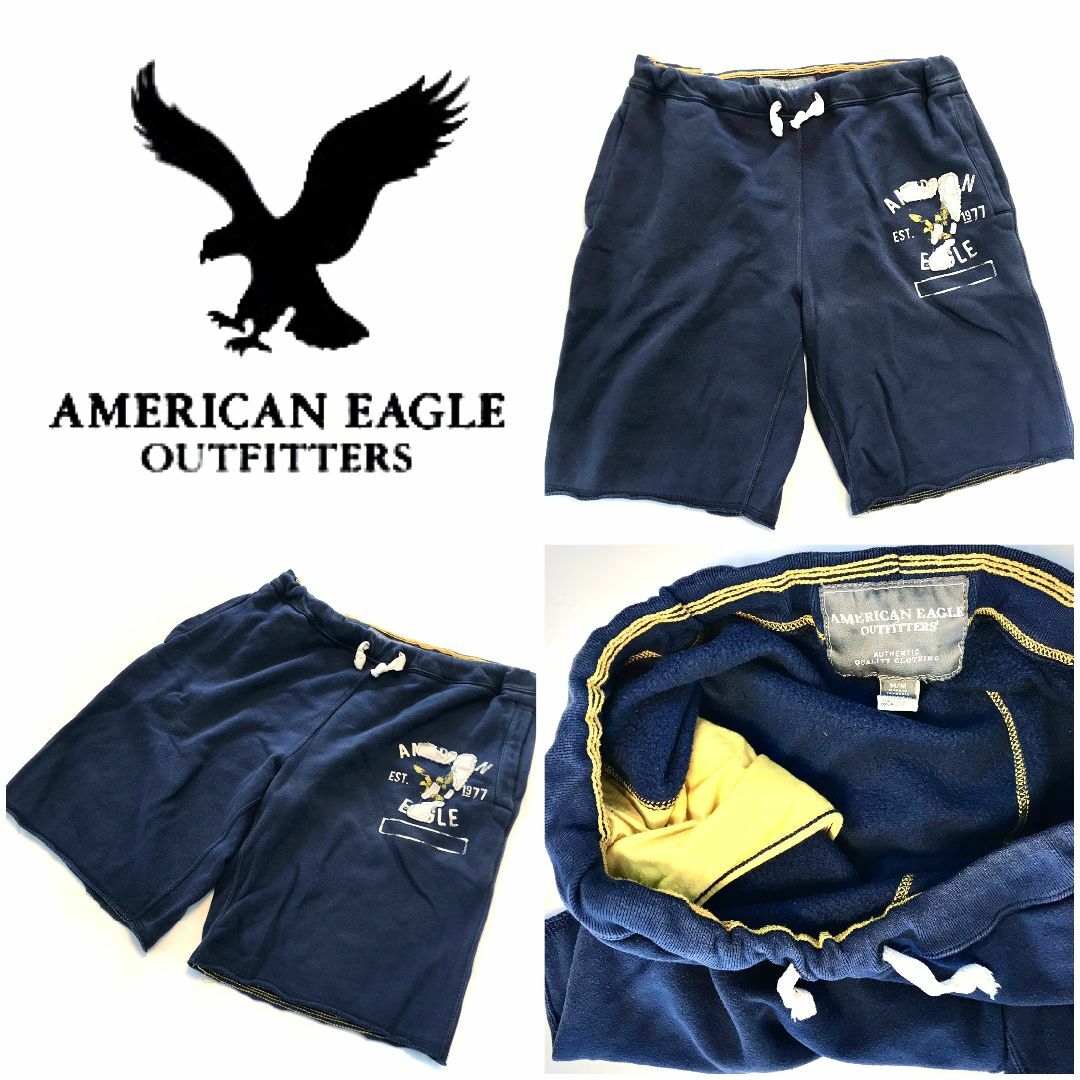 American Eagle(アメリカンイーグル)のアメリカンイーグル メンズ スエットハーフパンツ★ビッグサイズ★ネイビー色 メンズのパンツ(ショートパンツ)の商品写真