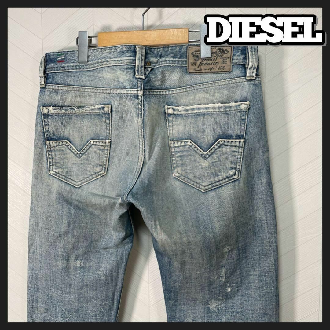 DIESEL(ディーゼル)のDIESEL ダメージ デニム パンツ ジーパン クラッシュ加工 メンズ 32 メンズのパンツ(デニム/ジーンズ)の商品写真