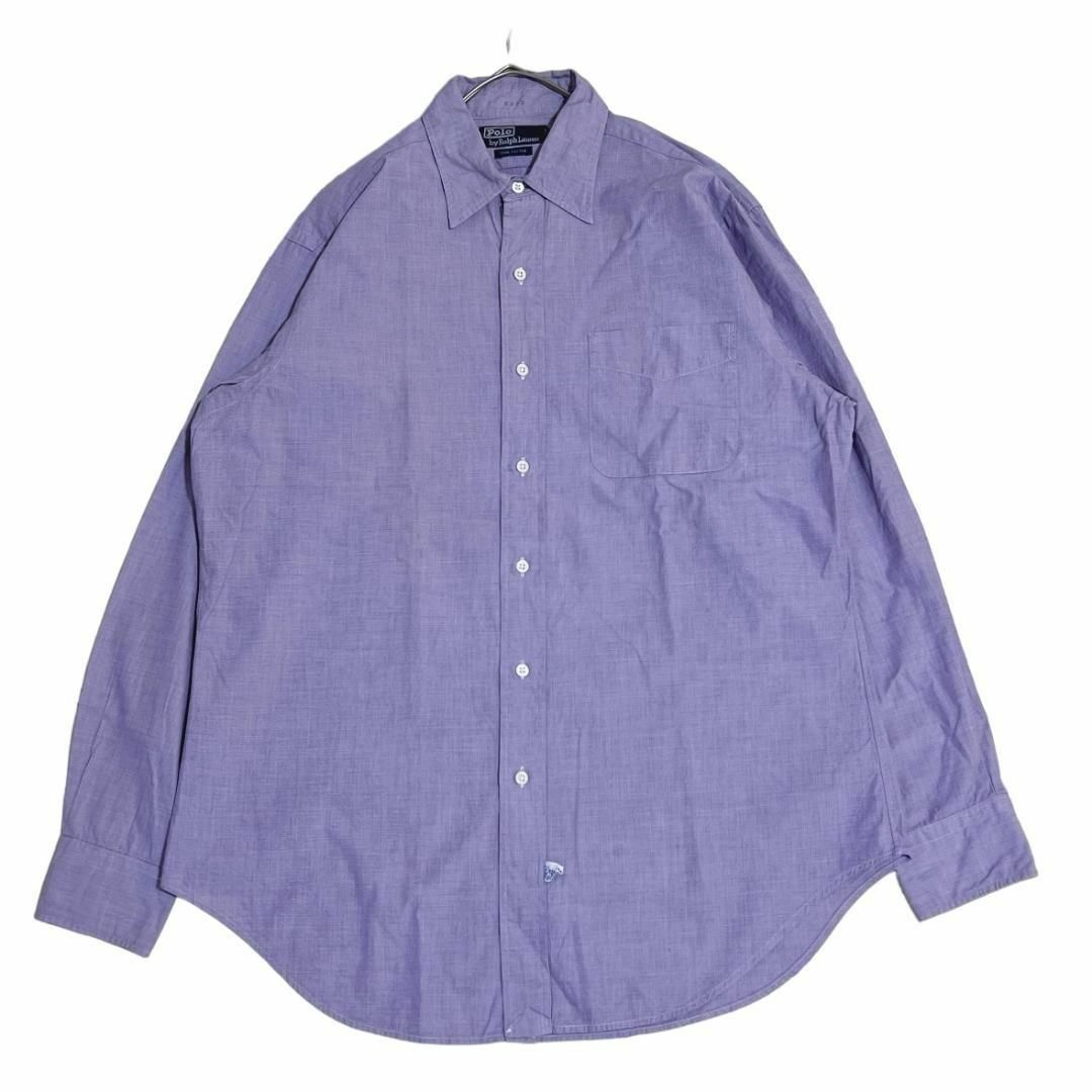 Ralph Lauren(ラルフローレン)のポロラルフローレン 長袖シャツ 無地 パープル 胸ポケット US古着 a41 メンズのトップス(シャツ)の商品写真