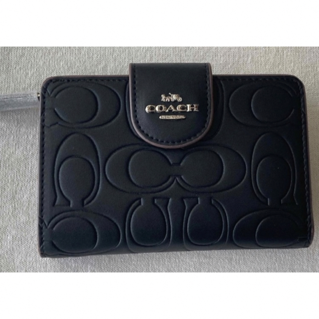 COACH(コーチ)の新品　COACH コーチ　二つ折り財布　シグネチャー　ブラック　CM241 レディースのファッション小物(財布)の商品写真
