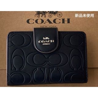 コーチ(COACH)の新品　COACH コーチ　二つ折り財布　シグネチャー　ブラック　CM241(財布)