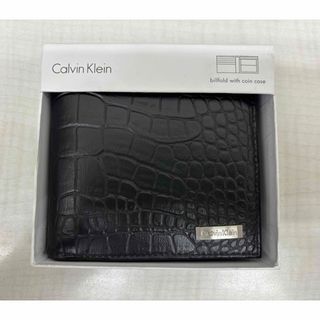 カルバンクライン(Calvin Klein)の【新品未使用】カルバンクライン 2枚小銭入付財布79506BK 型押しレザー箱入(折り財布)