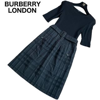 バーバリー(BURBERRY)の良品　BURBERRY LONDON ドッキングワンピース　シャドーチェック(ひざ丈ワンピース)