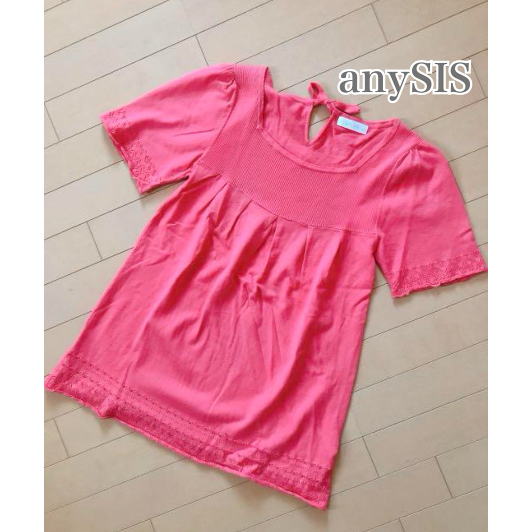 anySiS(エニィスィス)のanySiS 半袖 サマーニット ピンク M レディースのトップス(カットソー(半袖/袖なし))の商品写真