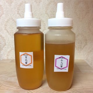 増量！【非加熱・生はちみつ】百花蜜300g&れんげ蜜250g(2本セット)