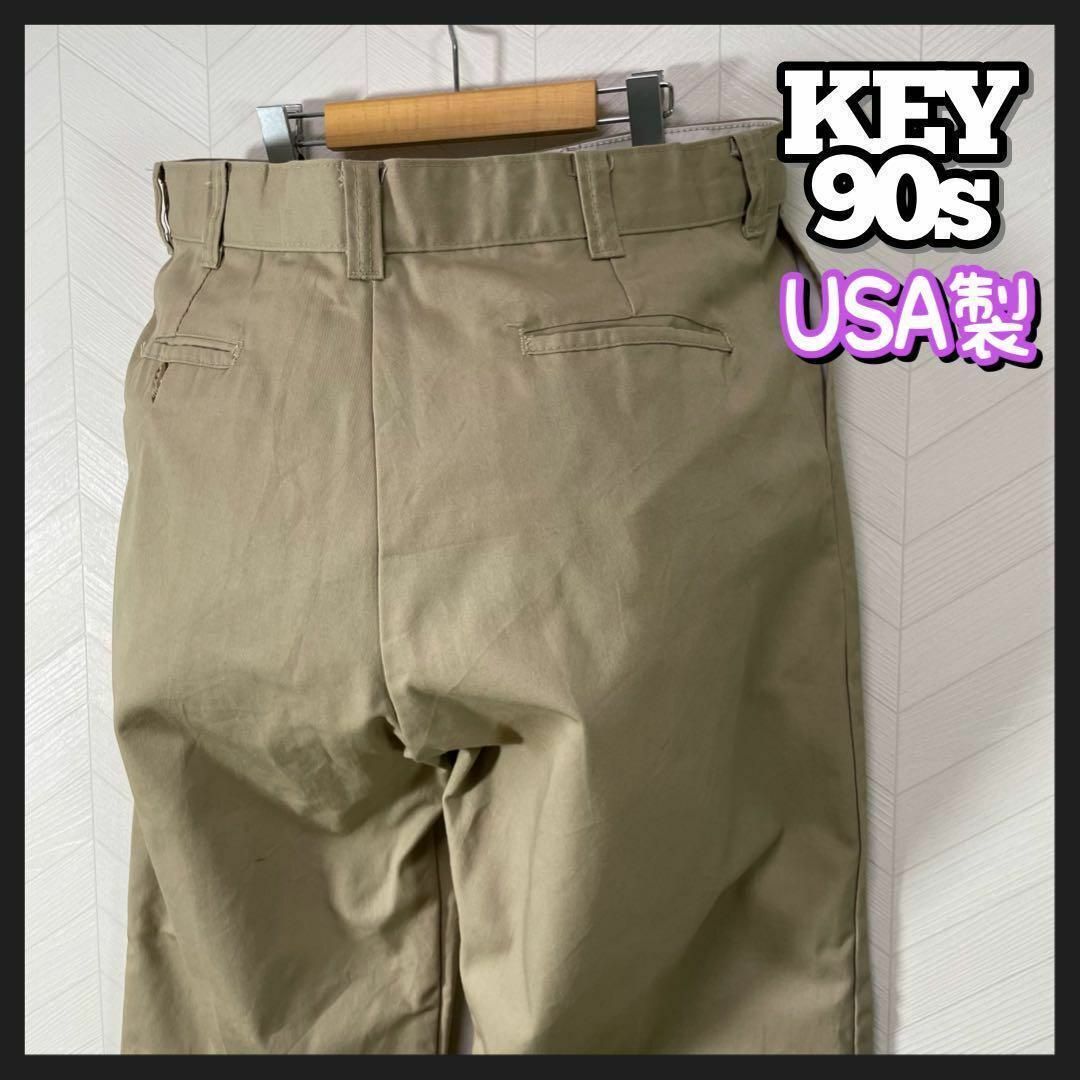 90s KEY チノパン ワークパンツ ビックサイズ 38 ベージュ 極太 古着 メンズのパンツ(ワークパンツ/カーゴパンツ)の商品写真
