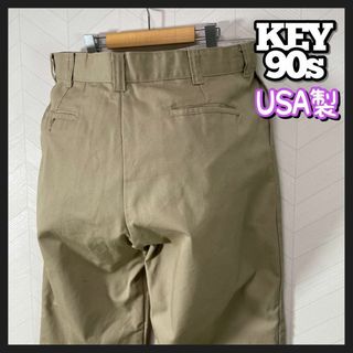 90s KEY チノパン ワークパンツ ビックサイズ 38 ベージュ 極太 古着(ワークパンツ/カーゴパンツ)