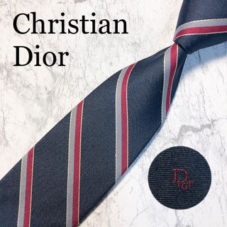 クリスチャンディオール(Christian Dior)のCHRISTIAN DIOR ネクタイ　ストライプ　トロッター　ネイビー(ネクタイ)