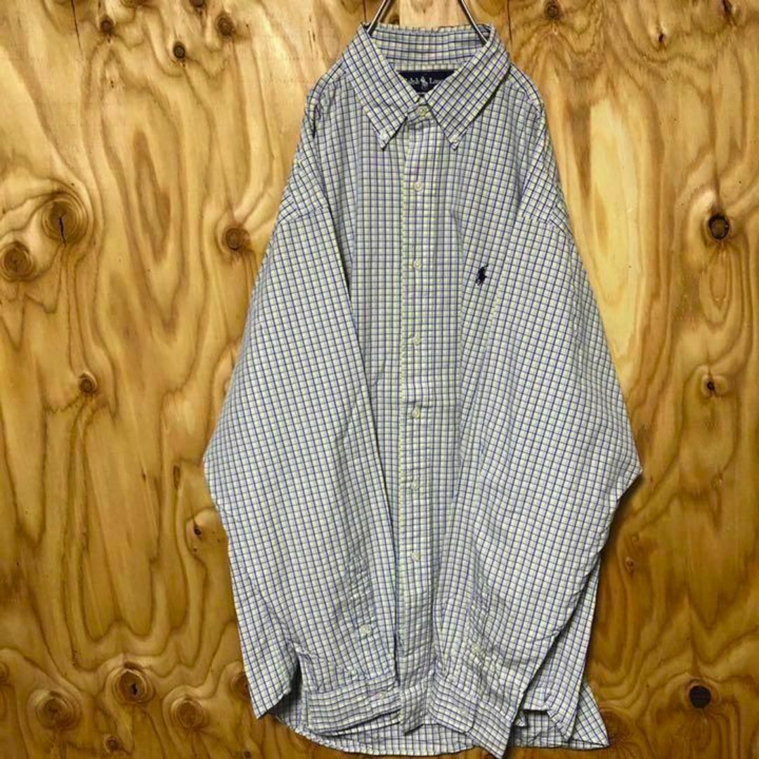 POLO RALPH LAUREN(ポロラルフローレン)のポロ ラルフローレン チェックシャツ USA古着 90s 長袖 シャツ 黄 青 メンズのトップス(シャツ)の商品写真
