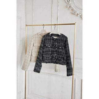 ハーリップトゥ(Her lip to)の新品タグ付き　Saint Germain Fancy Tweed Jacket(ノーカラージャケット)