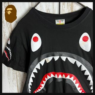 A BATHING APE - 【希少デザイン】アベイシング エイプ☆シャーク ショルダープリント　Tシャツ　L