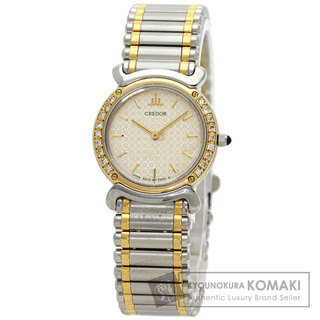 セイコー(SEIKO)のSEIKO 5A70-0210 クレドール ラウンドフェイス 腕時計 SS SSxK18YG ダイヤモンド レディース(腕時計)