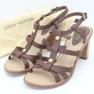 ルイヴィトン(LOUIS VUITTON)のITPTZP2P0HT3 ルイヴィトン LVロゴ ミュール ヒール レザー ブラウン レディース サイズ 35 1/2(サンダル)