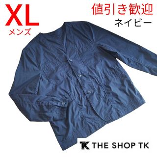 ザショップティーケー(THE SHOP TK)のTHE SHOP TK ノーカラー ジャケット ネイビー メンズXL 春アウター(ノーカラージャケット)