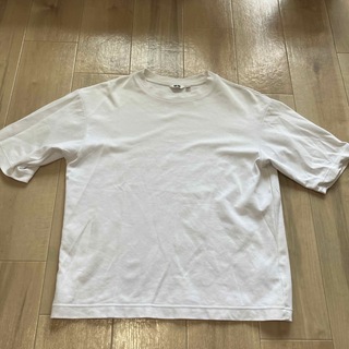 ユニクロ(UNIQLO)のTシャツ カットソー トップス エアリズム 白 ホワイト メンズ サイズM(Tシャツ/カットソー(半袖/袖なし))