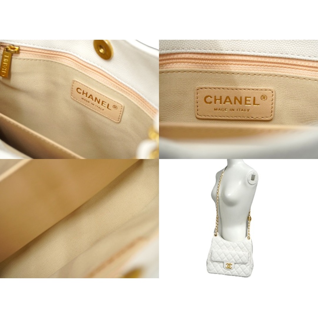 CHANEL(シャネル)の極美品 CHANEL シャネル チェーンショルダーバッグ AS3693 キャビアスキン ホワイト ゴールド金具 中古 62298 レディースのバッグ(ハンドバッグ)の商品写真